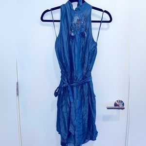 Blue Halter Neck Romper